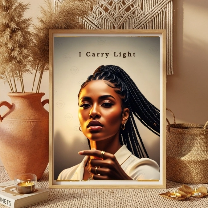 I Carry Light — Black Woman Faith Art — Digital Art Print