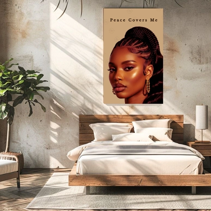 Peace Covers Me — Black Woman Faith Art  — Wall Art Print  — Nana Faith Art Digital Wall Art  