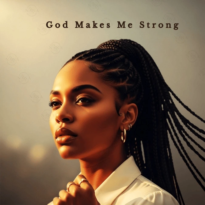 God Makes Me Strong | Black Woman Faith Art | Scripture Wall Art Print | Nana Faith Art