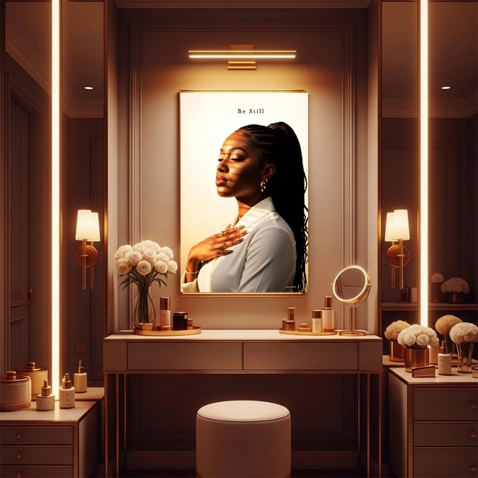 Be Still  Black Woman Christian Wall Art 