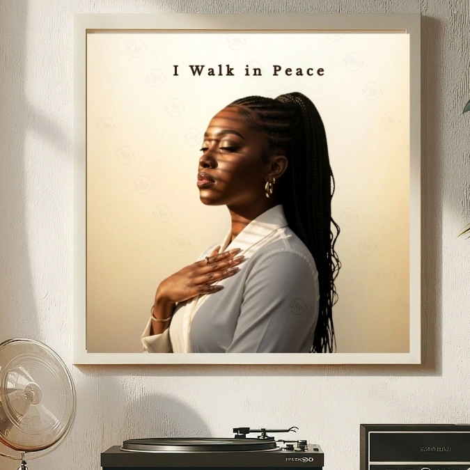 I Walk in Peace | Black Woman Faith Art | John 14:27 Scripture Wall Art Print | Nana Faith Art — Digital Art Print