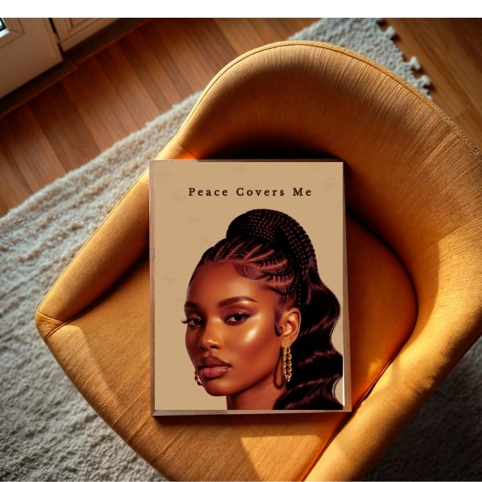 Peace Covers Me — Black Woman Faith Art  — Wall Art Print  — Nana Faith Art Digital Wall Art  