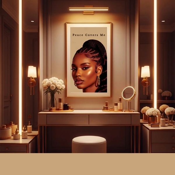 Peace Covers Me — Black Woman Faith Art  — Wall Art Print  — Nana Faith Art Digital Wall Art  