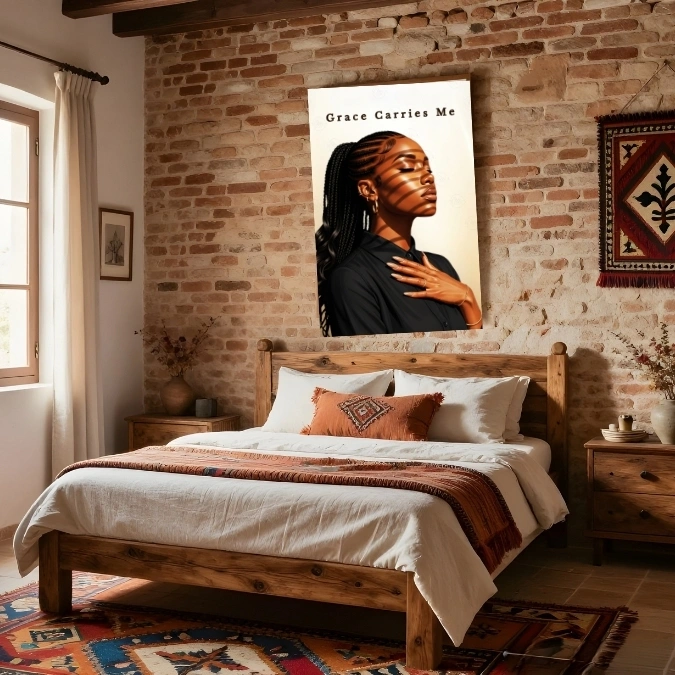 Grace Carries Me | Black Woman Faith Art | Ephesians 2:8 Scripture Wall Art Print | Nana Faith Art|  Digital Wall Art