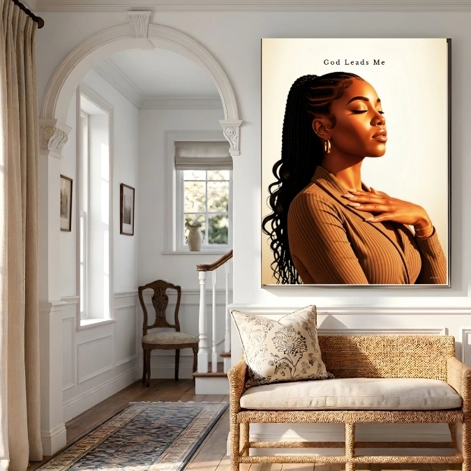 God Leads Me — Black Woman Faith Art — Digital Art Print