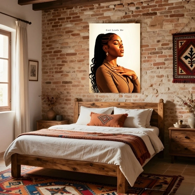 God Leads Me — Black Woman Faith Art — Digital Art Print