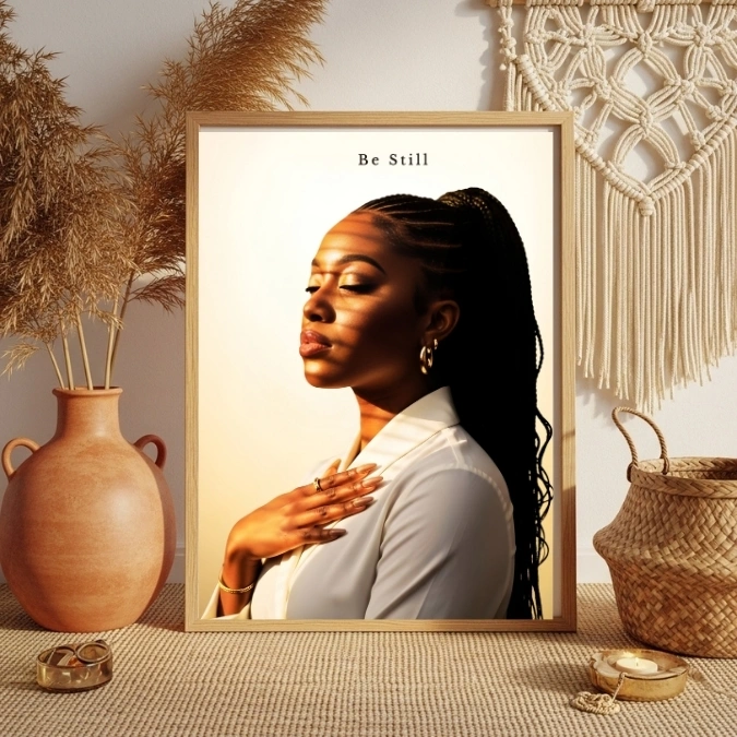 Be Still  Black Woman Christian Wall Art 