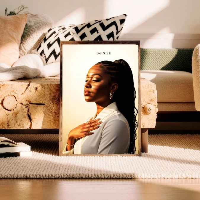 Be Still  Black Woman Christian Wall Art 
