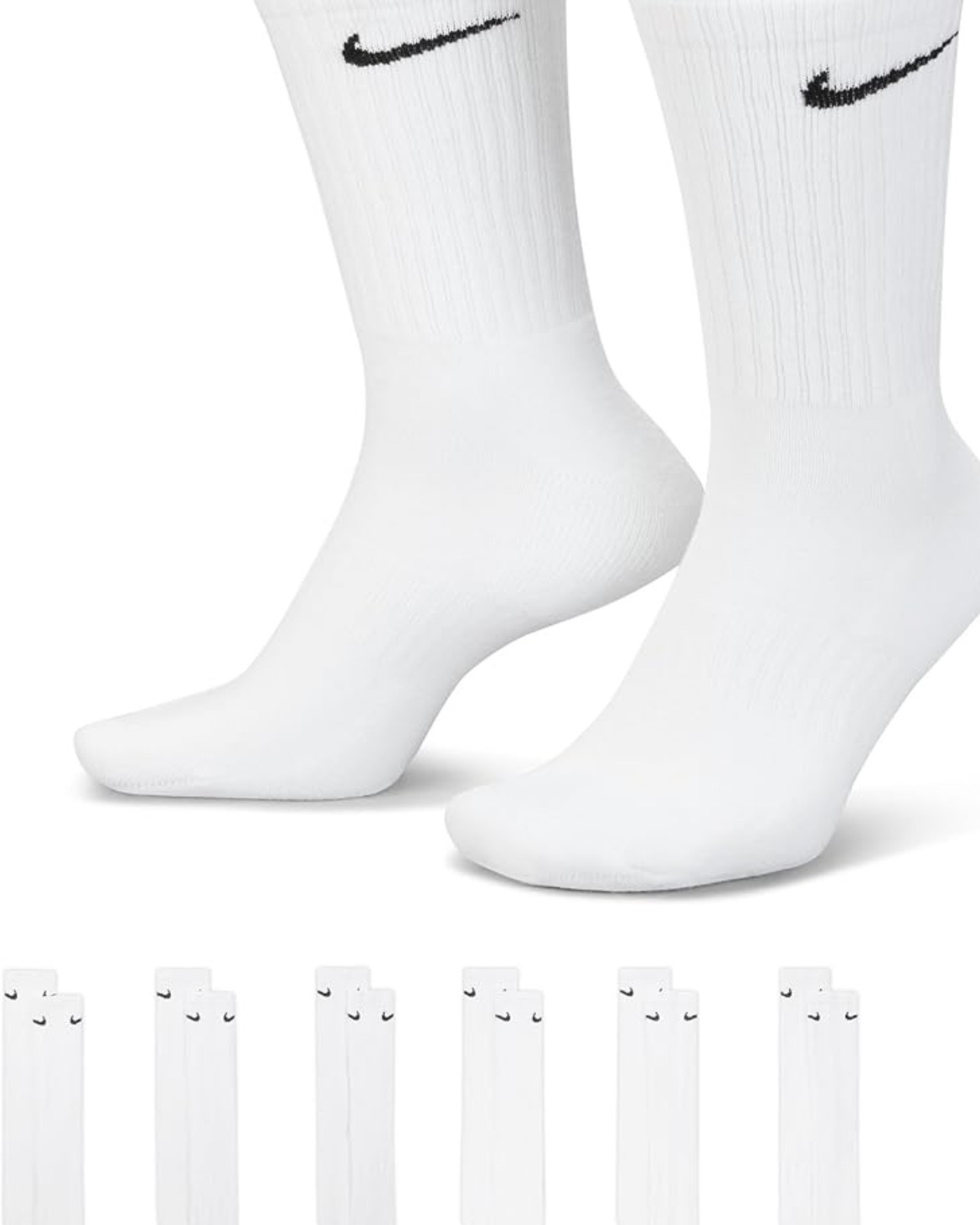 Nike White Crew Socks (6-Pack)