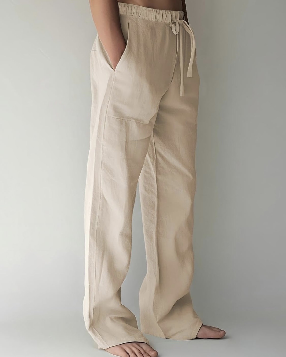 Beige Linen Lounge Pants