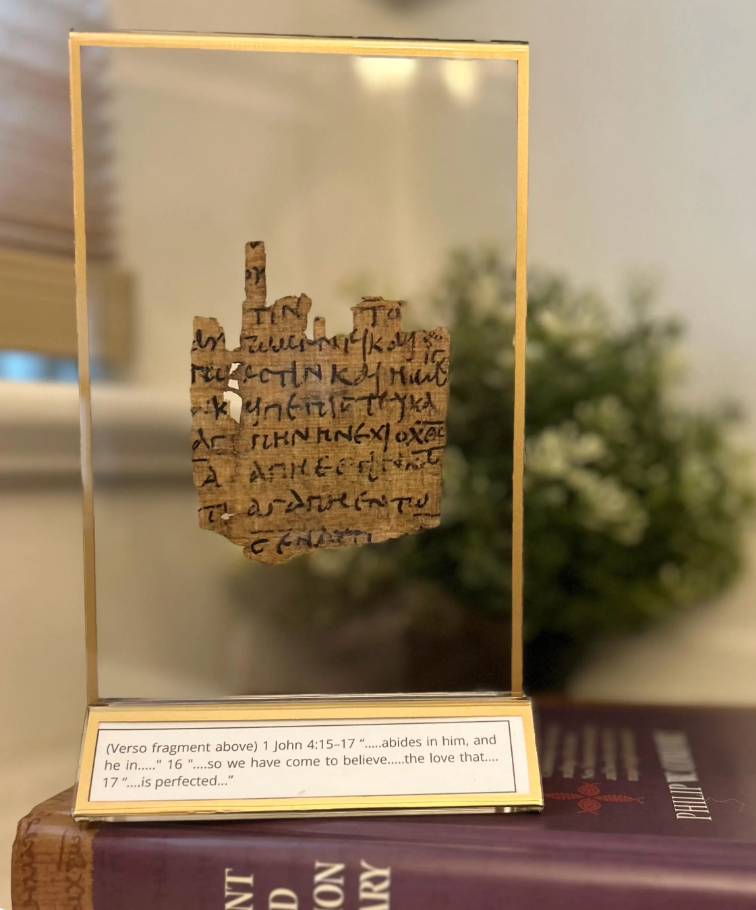 Papyrus 9 Replica "Love is Perfected.." 1 John 4, Recto/Verso Fragment