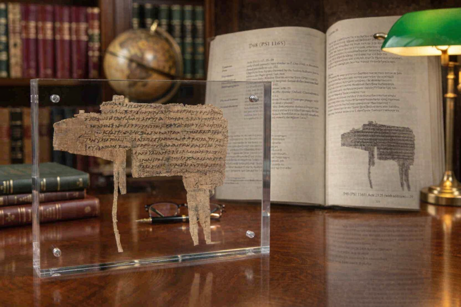 Papyrus 48 Replica | 3rd Century Book of Acts Fragment | 5x7" Floating Display (Recto/Verso)