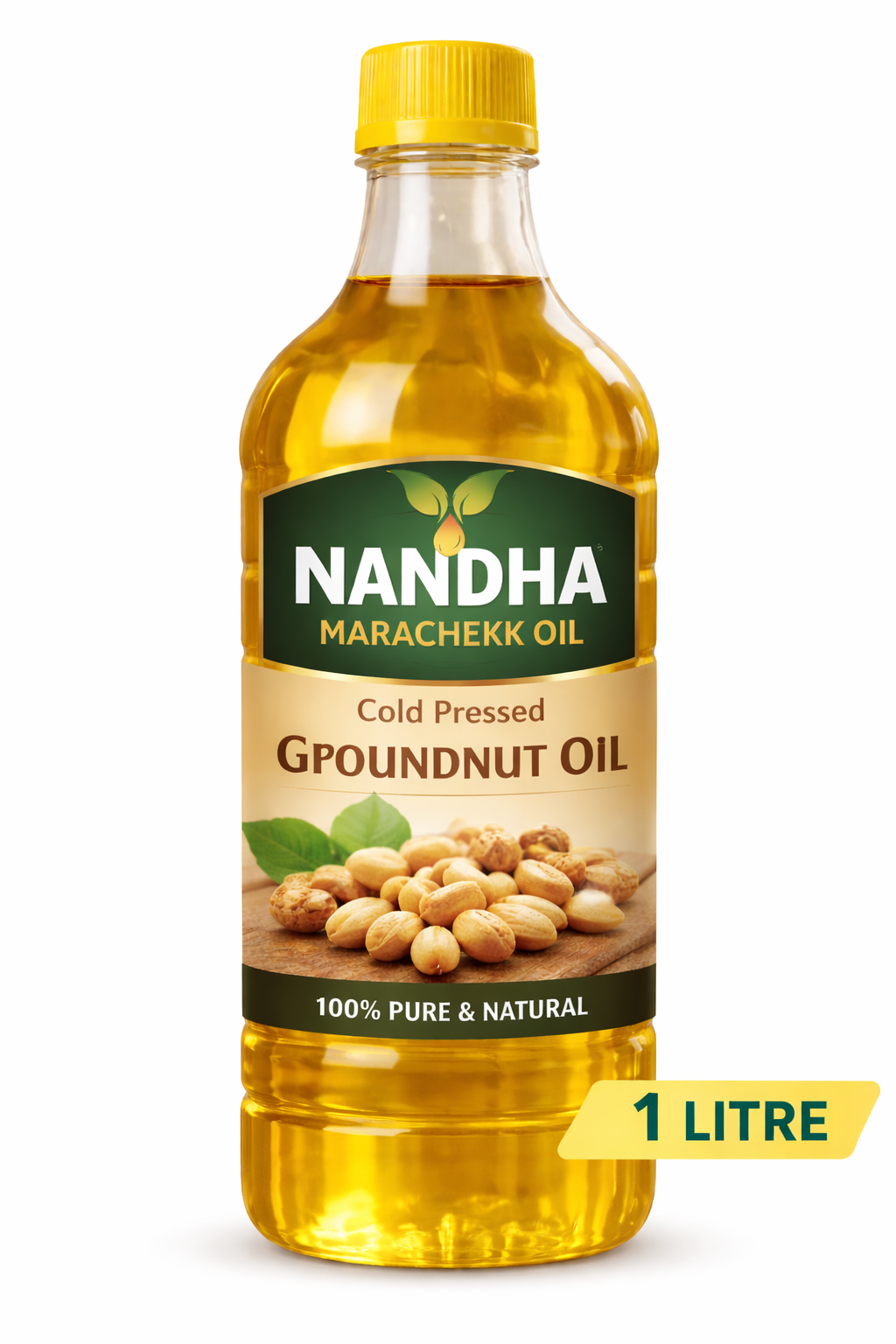 Wood-Pressed Pure Groundnut Oil – 1 Litre