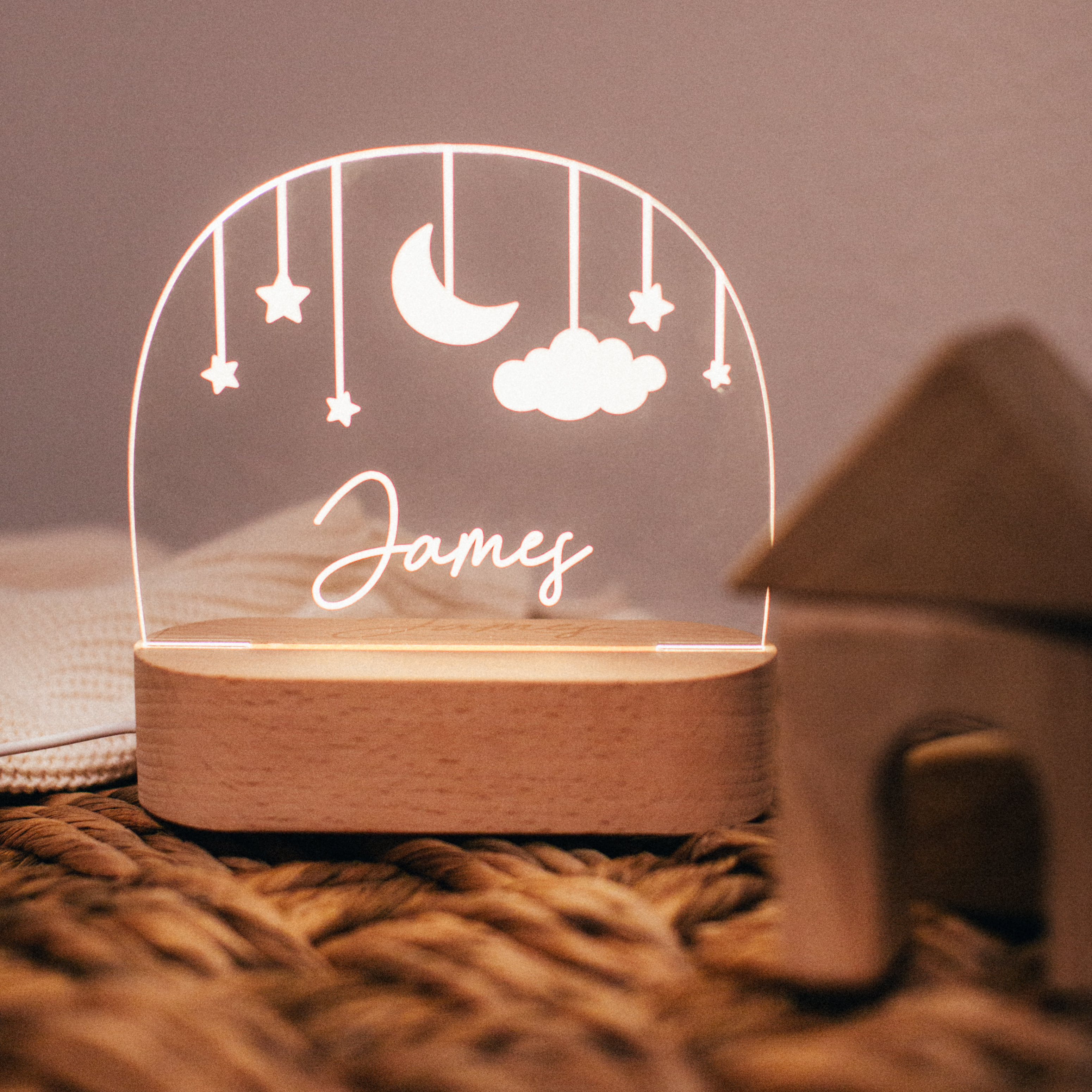 Personalized Baby Moon, Stars and Clouds Night Light
