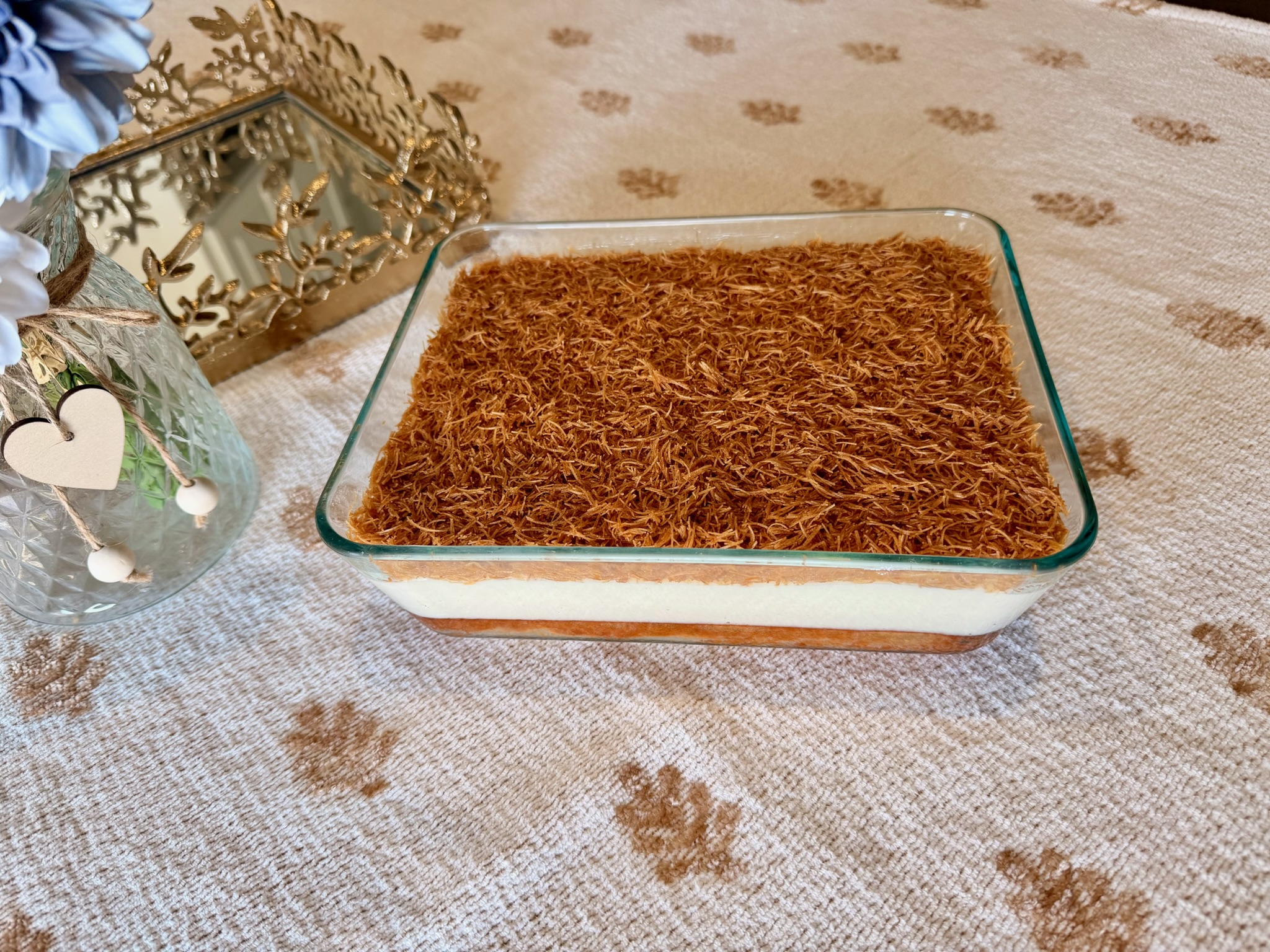 Harissa with Cream and Kunafa