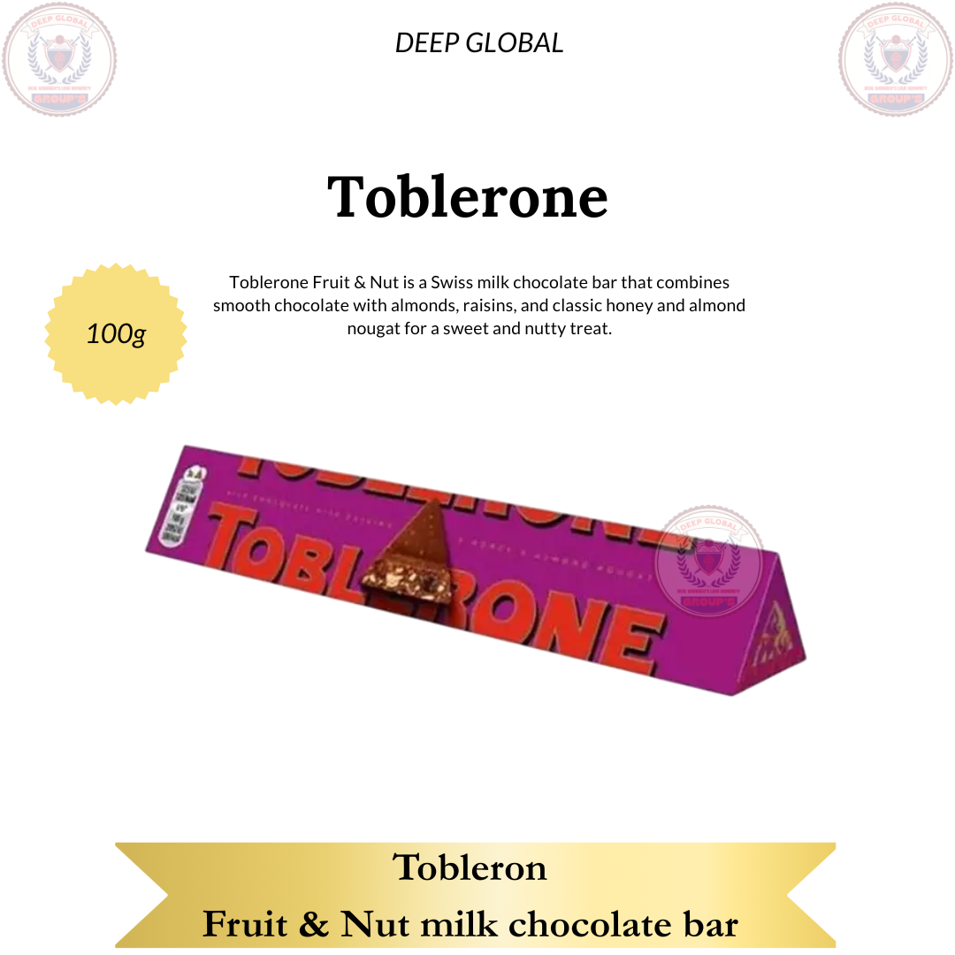 Toblerone Swiss Milk Chocolate with Honey and Almonds Nougat Bar 100g