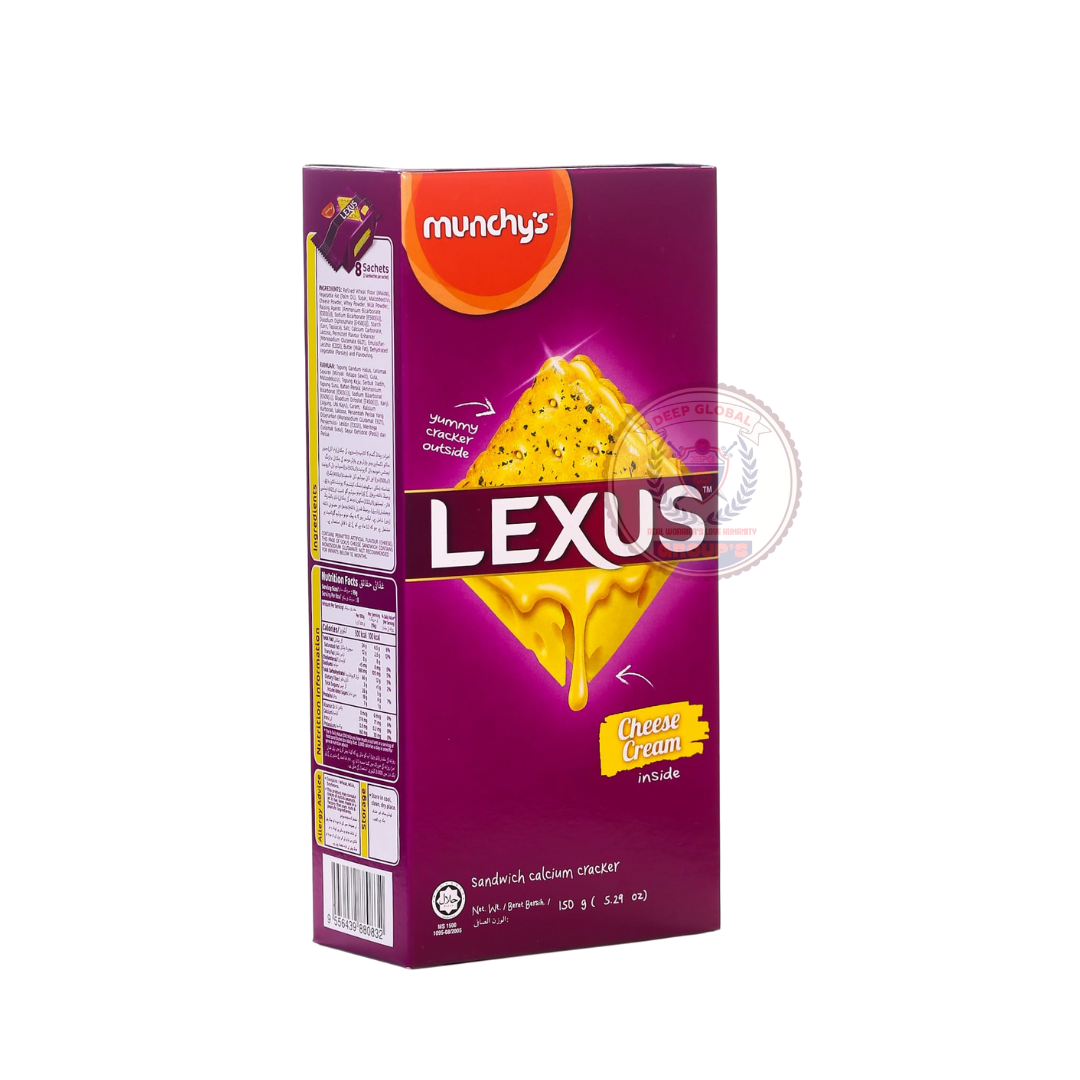 Munchy's Lexus Cheese Cream Sandwich Cracker 150g Vegetarian Biscuit with Creamy Cheese Filling Essential Vitamins & Calcium