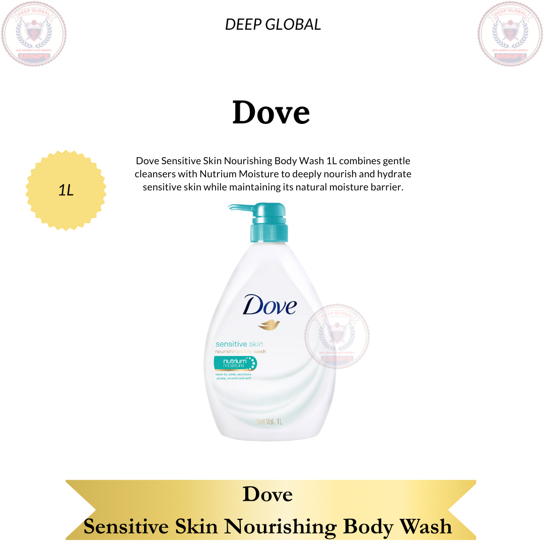 Dove Sensitive Skin Nourishing Body Wash 1L - Gentle Cleansing Formula for Soft & Smooth Skin