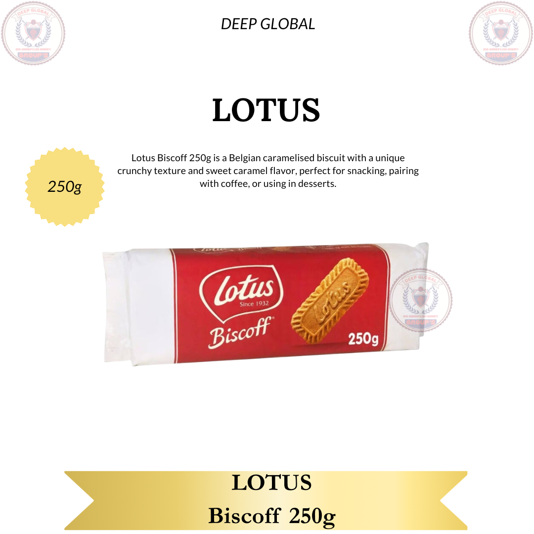 Lotus Biscoff 250g Belgian Caramelised Biscuit with Unique Crunchy Texture and Sweet Caramel Flavor Perfect for Snacking Pairing with Coffee or Using in Desserts
