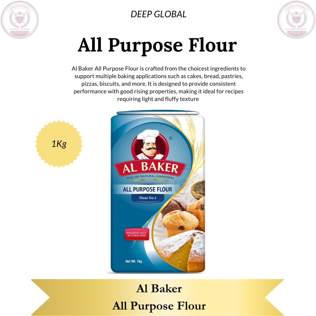 Al Baker All Purpose Flour 1kg Pack - Versatile for Baking Cooking & Food Preparation - Ideal for Cakes Cookies & Other Baked Goods