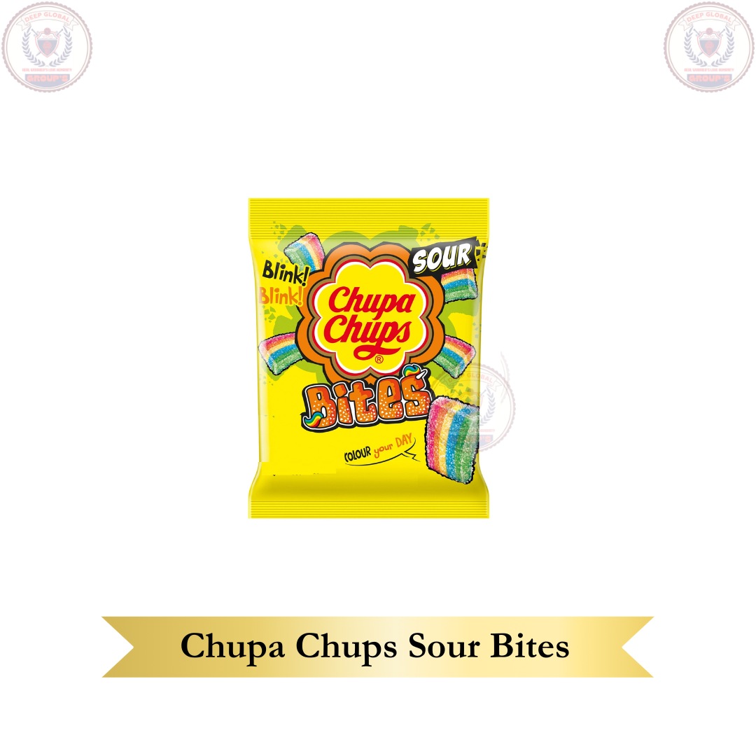 Chupa Chups Sour Bites 50g - Bite-Sized Soft & Chewy Gummy Candies with Tangy Sour Sugar Layer for Kids & Adults