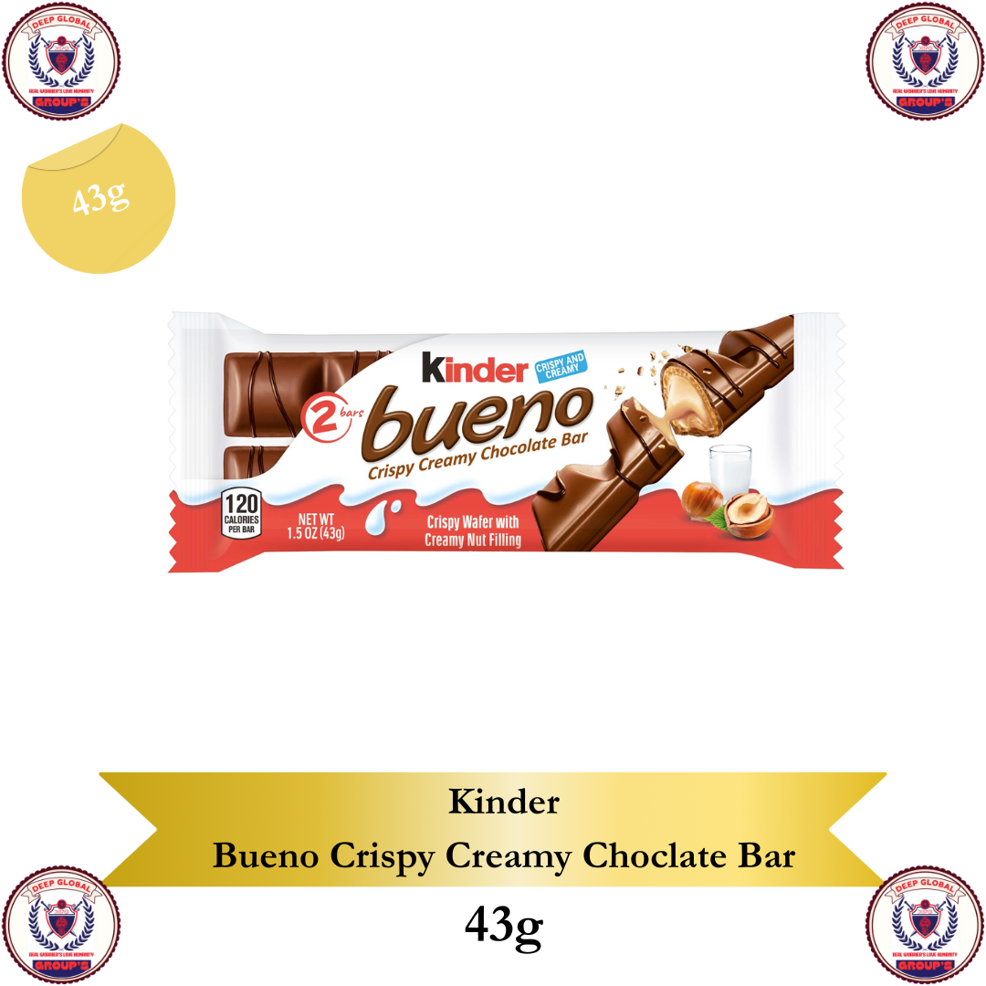 kinder bueno bars filled with creamy hazelnut (2 bars)