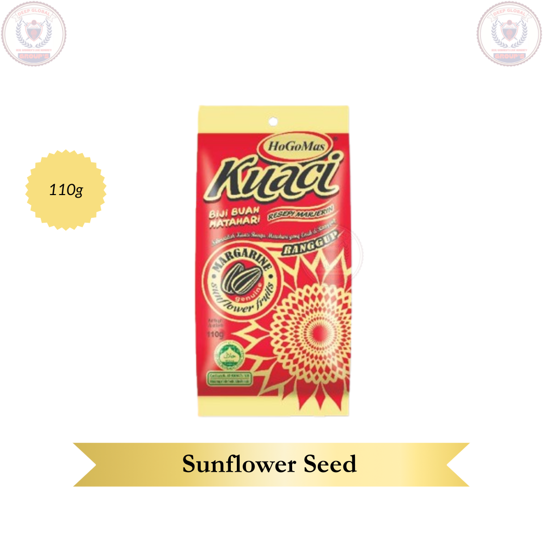 Hogomas Kuaci Sunflower Seed 110g Halal-Certified Snack with Buttery Flavor Salt Sugar & Margarine for Crispy Enjoyable Treat