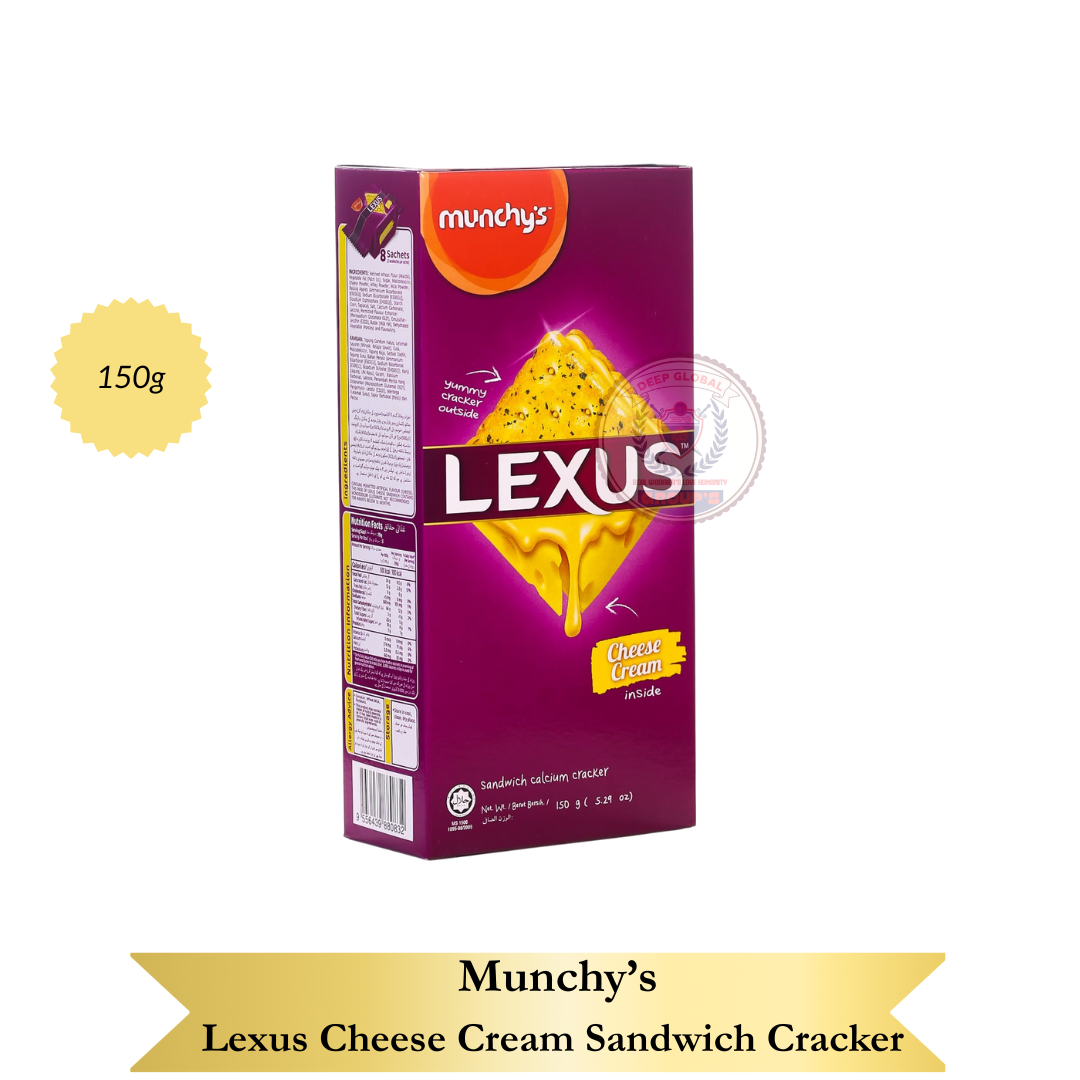 Munchy's Lexus Cheese Cream Sandwich Cracker 150g Vegetarian Biscuit with Creamy Cheese Filling Essential Vitamins & Calcium