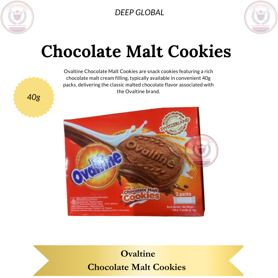 Ovaltine Chocolate Malt Cookies 40g - Rich Chocolate Malt Flavor Snack Cookies for Sweet Treats