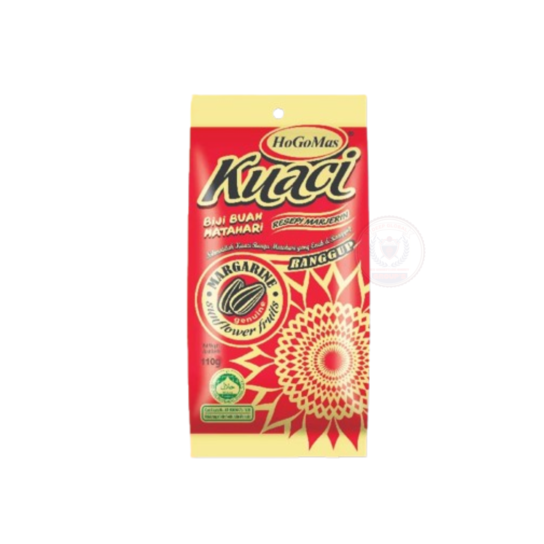 Hogomas Kuaci Sunflower Seed 110g Halal-Certified Snack with Buttery Flavor Salt Sugar & Margarine for Crispy Enjoyable Treat