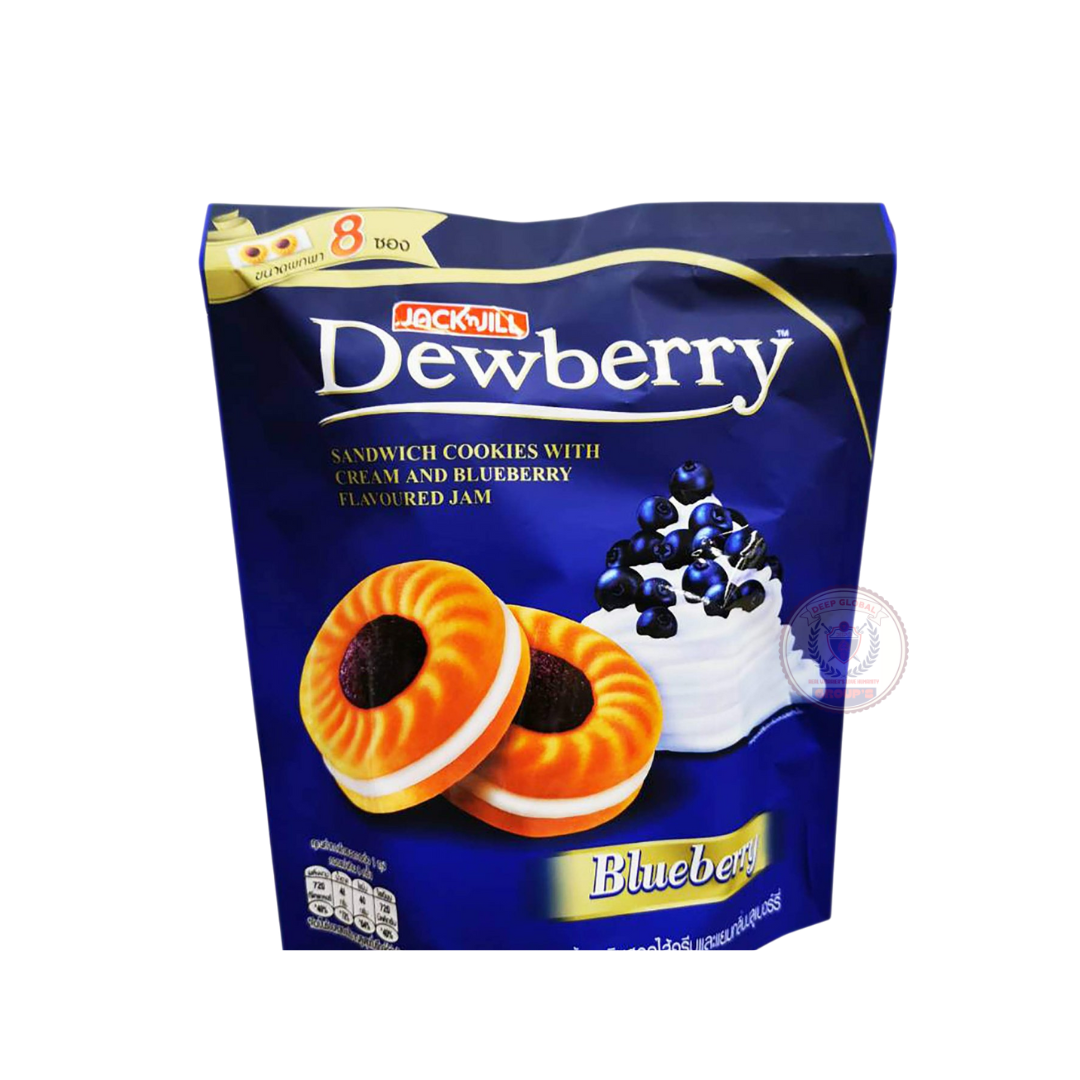 Jack n Jill Dewberry Blueberry Sandwich Cookies 144g - Buttery Biscuit Sandwiches with Cream & Blueberry Jam, Sweet & Fruity Snack