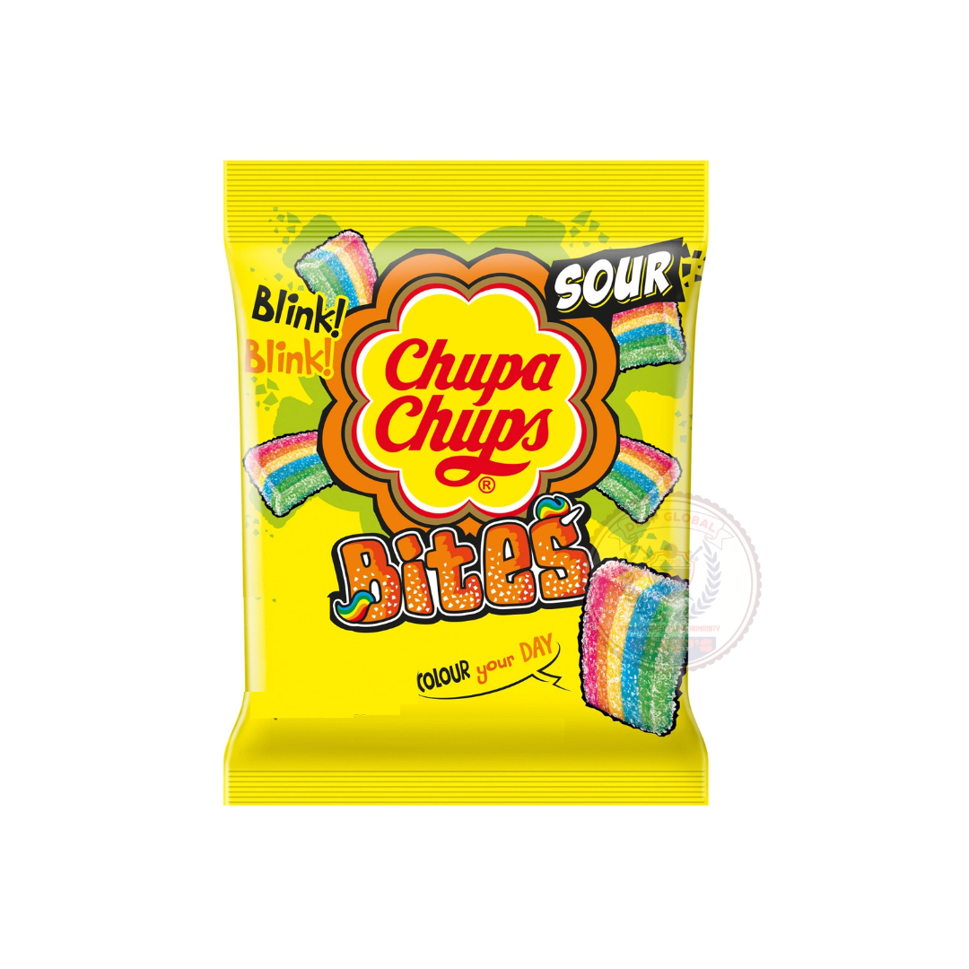 Chupa Chups Sour Bites 50g - Bite-Sized Soft & Chewy Gummy Candies with Tangy Sour Sugar Layer for Kids & Adults