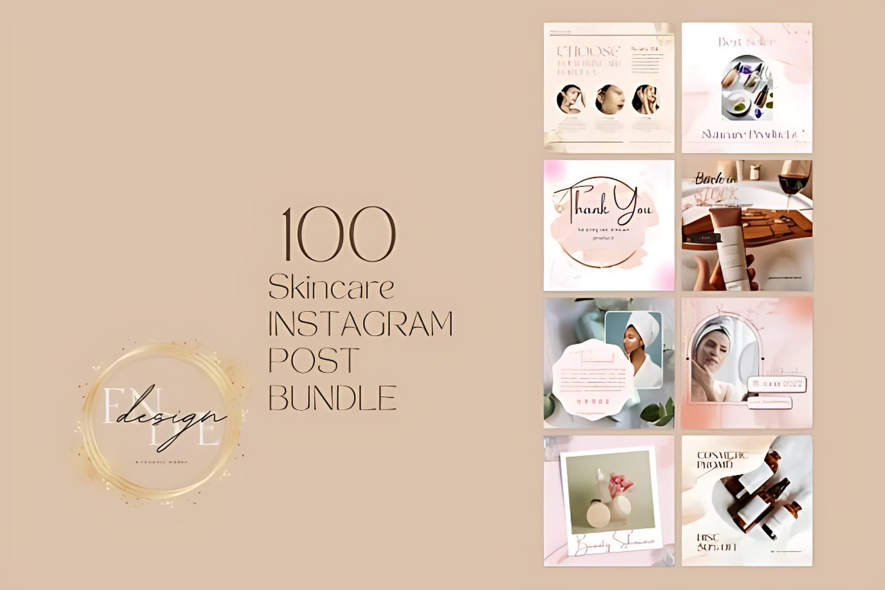 100 Skincare Instagram Post Bundle
