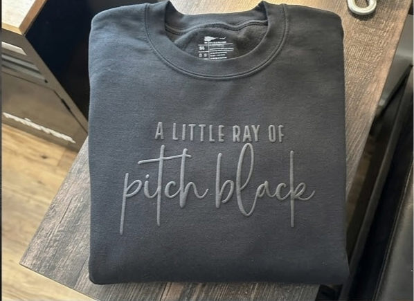 A Little Ray of Pitch Black | Tonal Puff Print Crewneck