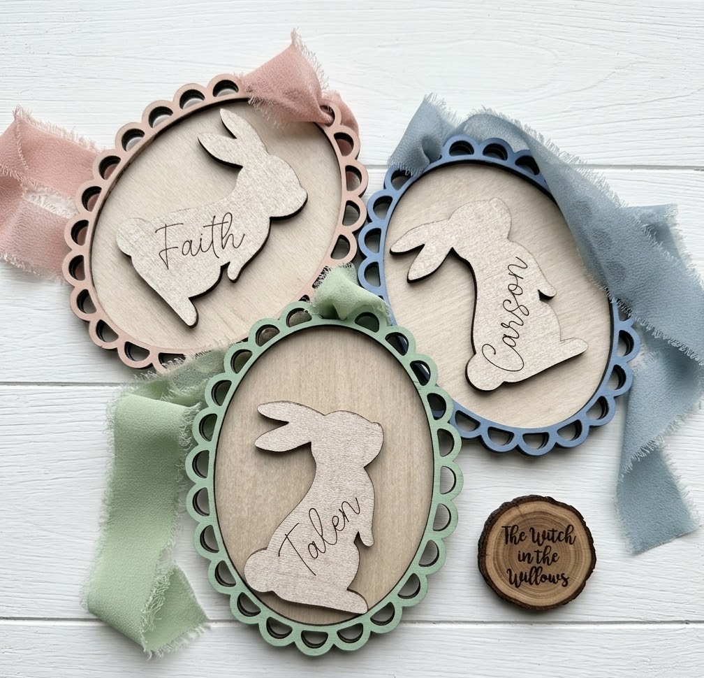 Whimsical Bunny Silhouette Easter-Basket Tags