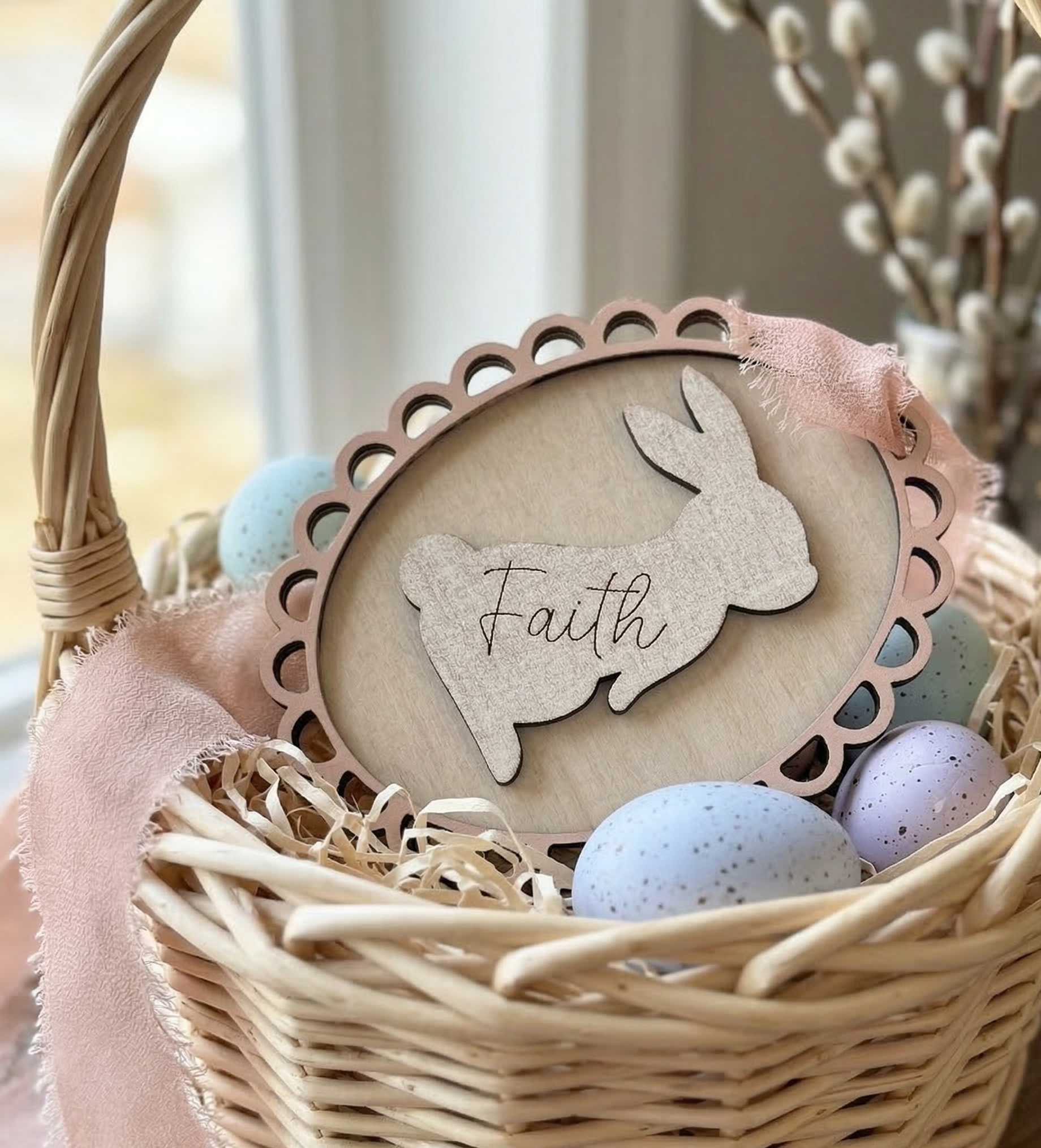 Whimsical Bunny Silhouette Easter-Basket Tags