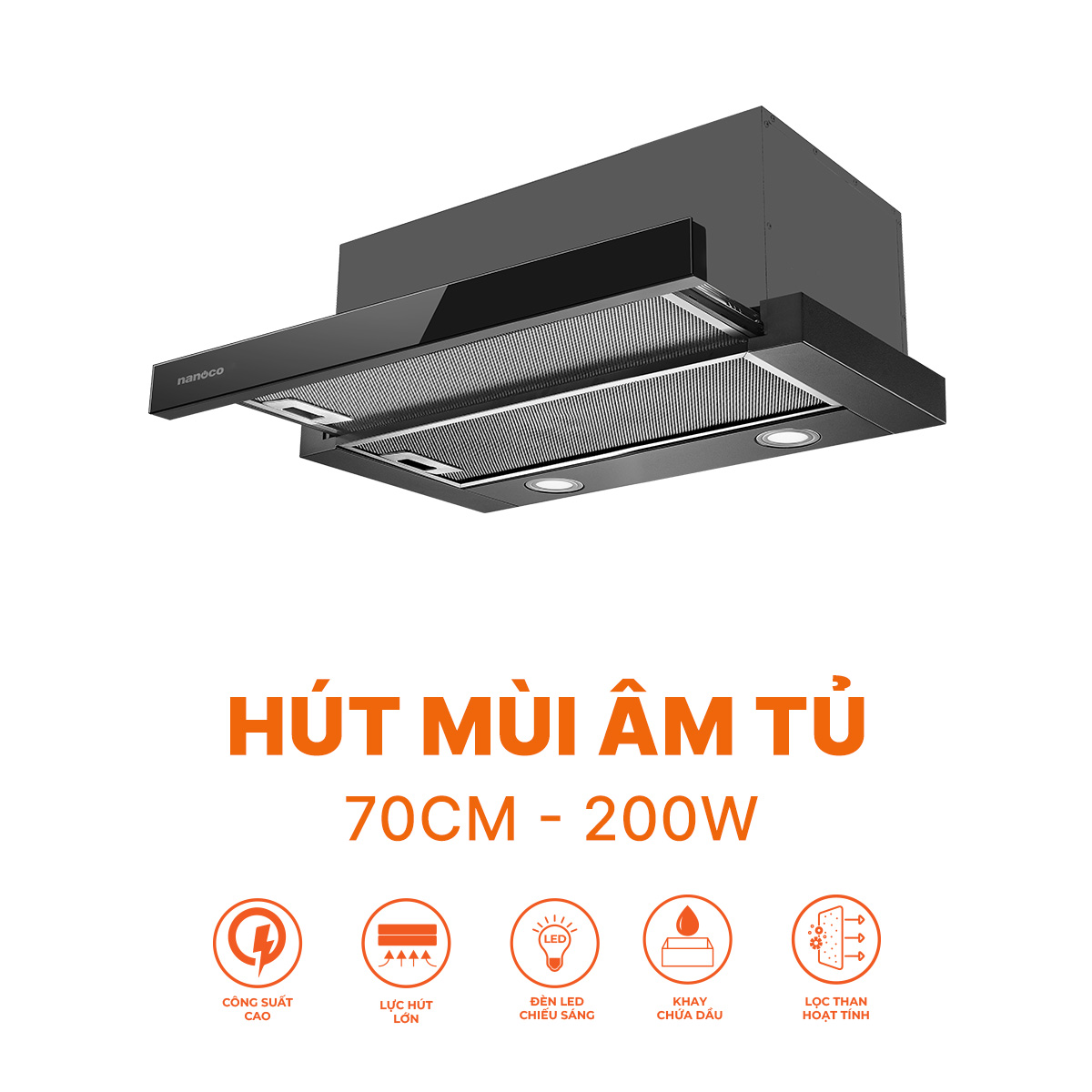 Hút mùi âm tủ, 70 cm, hút mùi NRH701B