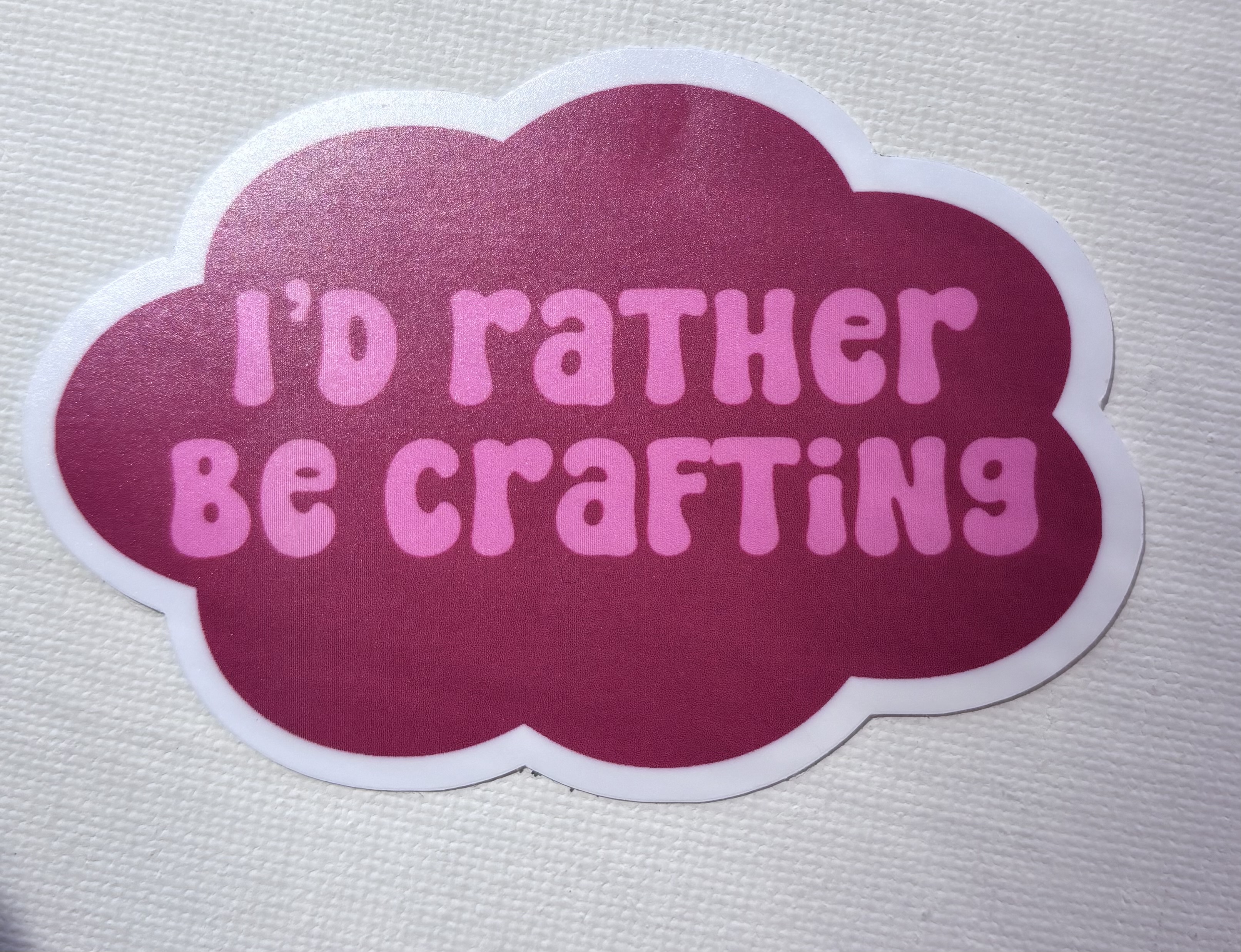I'd Rather Be Crafting Sticker - Red w/ White Border