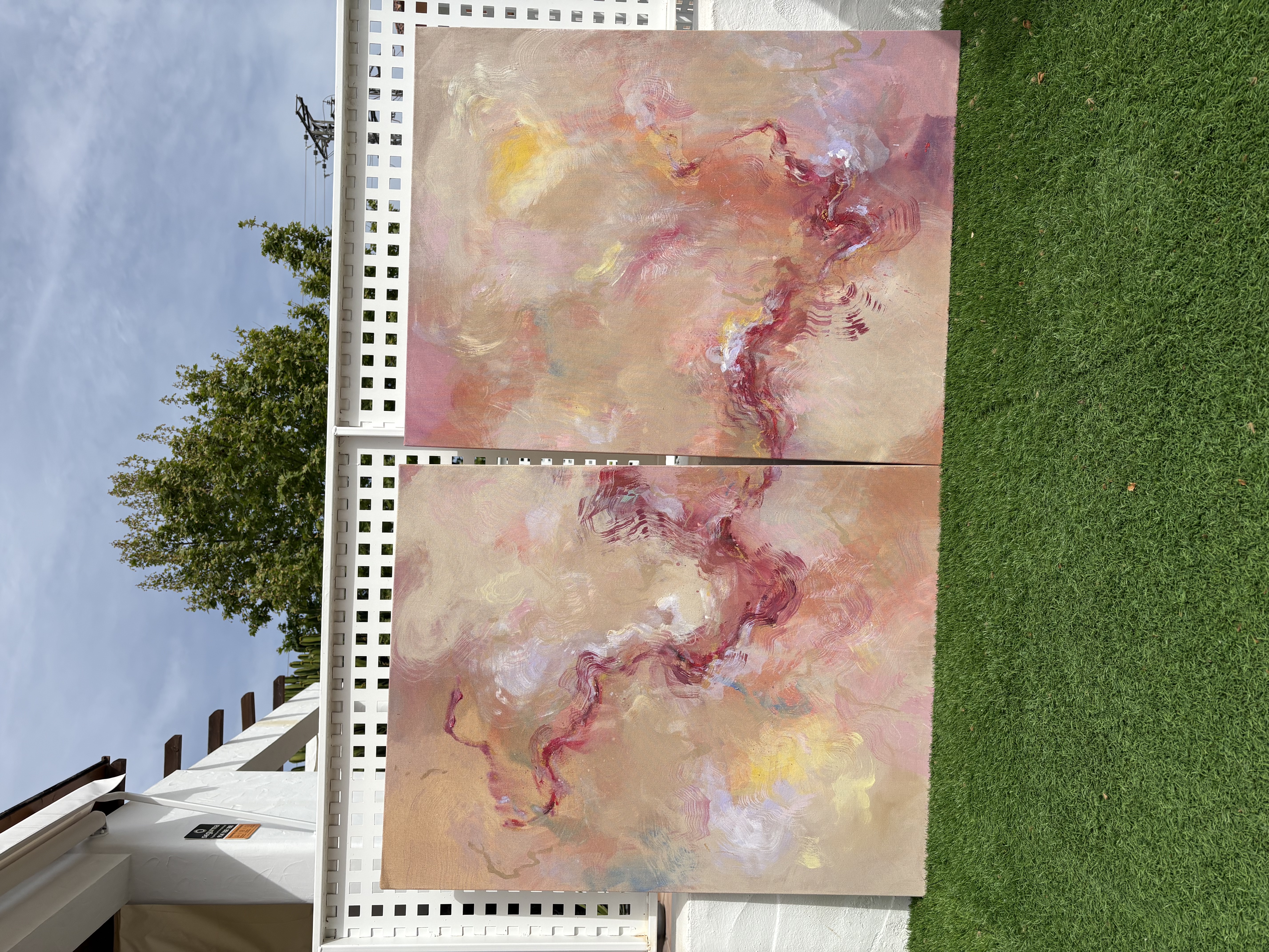 ¨The sun and the moon" dos obras de 92 x 73 cm