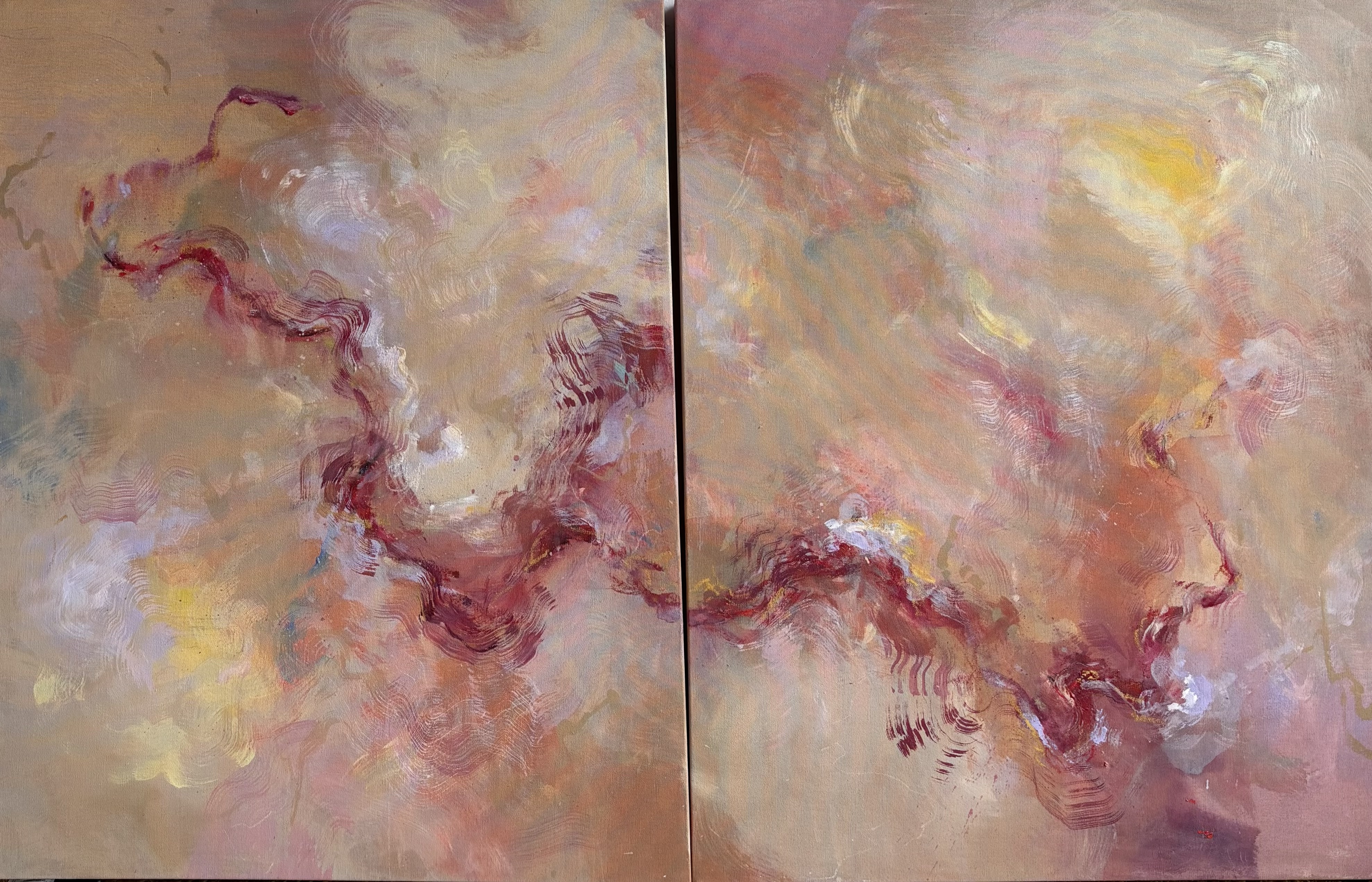 ¨The sun and the moon" dos obras de 92 x 73 cm