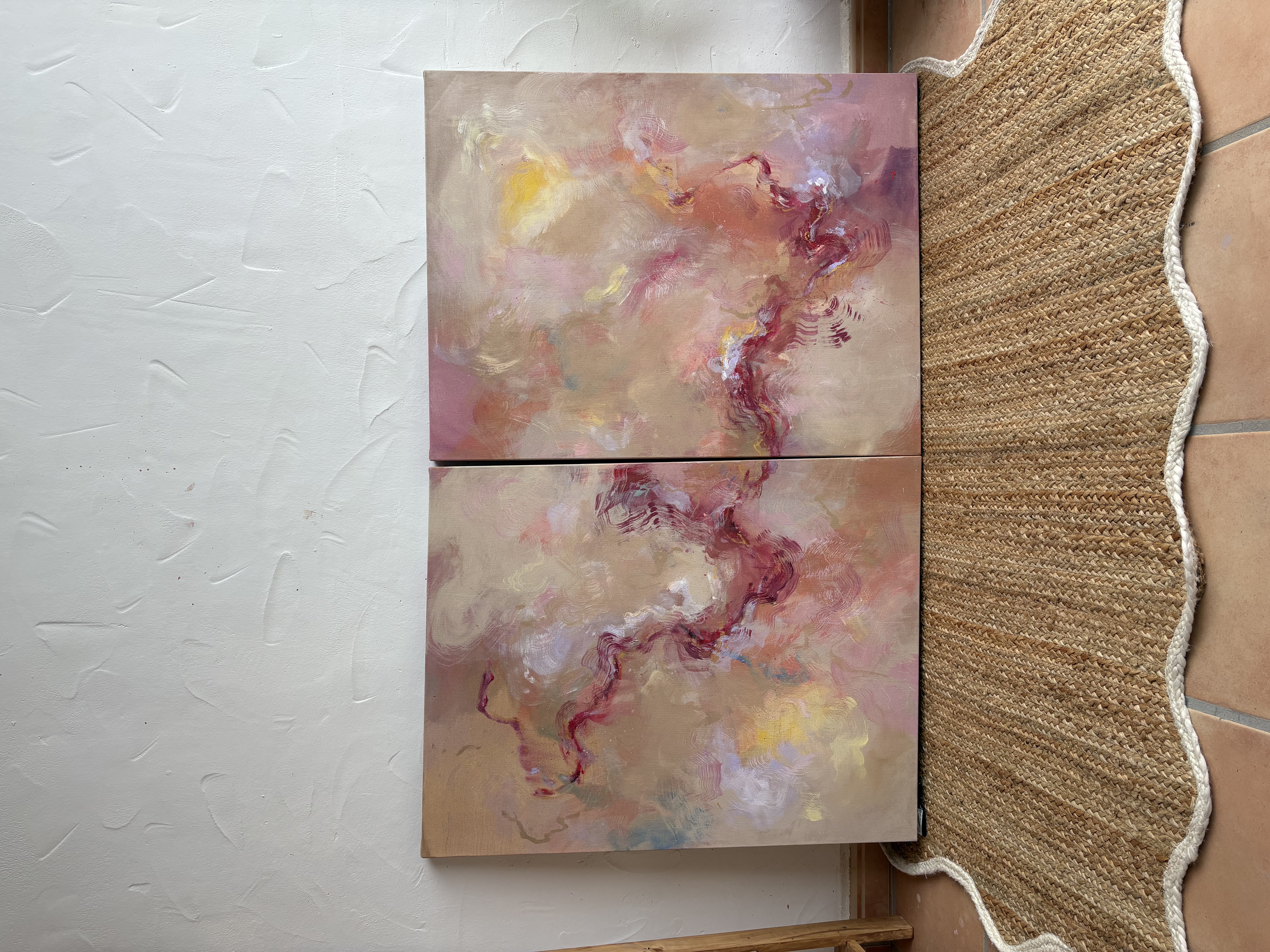 ¨The sun and the moon" dos obras de 92 x 73 cm