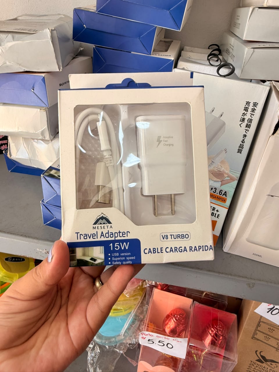 Adaptador de Viaje 15W con Cable USB v8