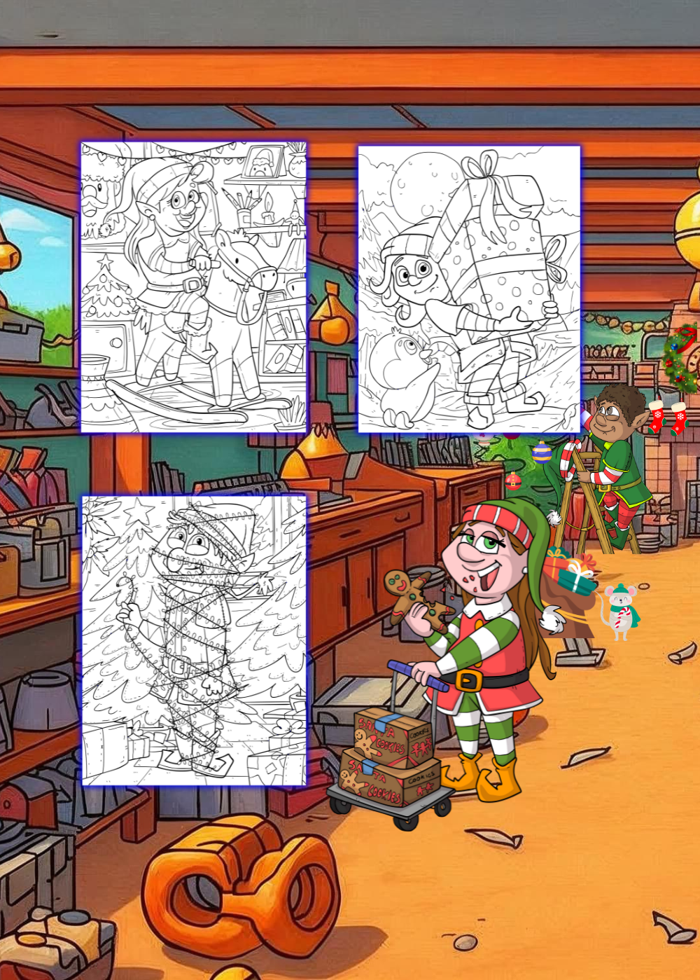 Santa’s Elves Coloring Book