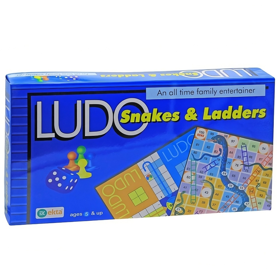 Ekta 2-in-1 Ludo and Snakes & Ladders Board Game for Kids & Family – Double-Sided Premium Classic Strategy Game - Perfect Birthday Gift for Boys & Girls - Travel-Friendly Game for 2-4 Players for Ages 5+