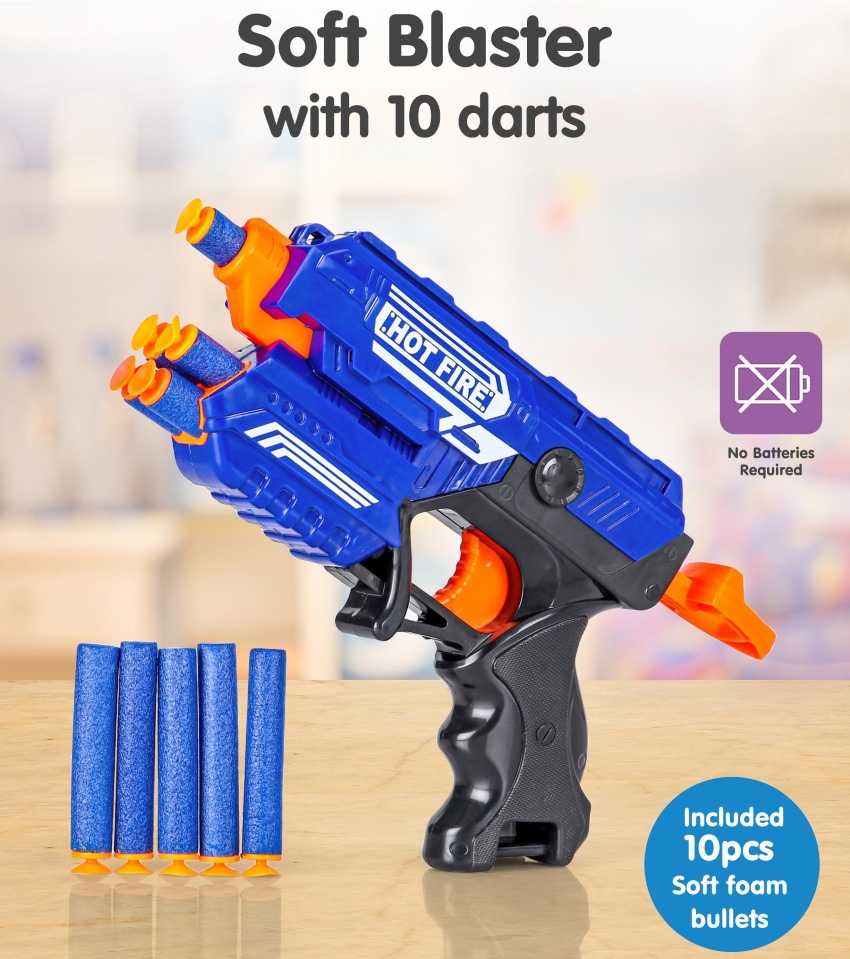 Zuurvi® Blaze Storm Soft Bullet Blaster – Manual Toy Gun with 10 Foam Darts – Safe & Durable Kids Shooting Game – Easy to Load Action Toy