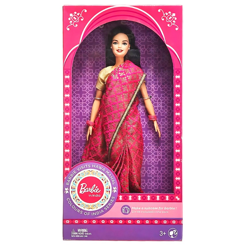 Barbie Visits Hawa Mahal (India) – 30cm Ethnic Indian Doll in Beautiful Pink & Gold Saree – Travel Series Storytelling Toy – Perfect Cultural Gift & Souvenir for Kids – Authentic Design