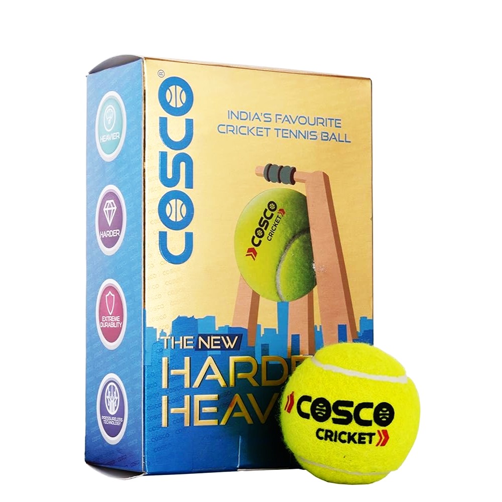 Cosco Cricket Tennis Light Weight Balls – Pack of 6 – Innovative Pressure-less Technology for Long Lasting Play – High Bounce 75g Alloy Metal Core – Durable Felt Surface – Fluorescent Yellow/Green