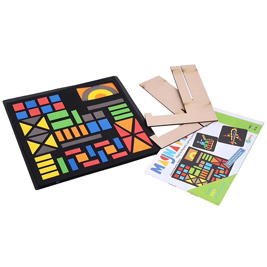Ekta Magna Play Set 4 – Magical Magnetic Learning & Play Set – 300+ Magnetic Pieces with Double-Sided Metallic Board – Create 400+ Pictures & Puzzles – Educational Creative Toy for Kids Ages 5+