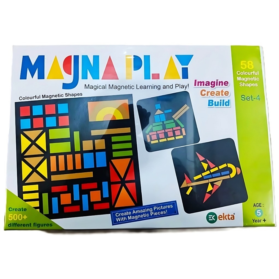 Ekta Magna Play Set 4 – Magical Magnetic Learning & Play Set – 300+ Magnetic Pieces with Double-Sided Metallic Board – Create 400+ Pictures & Puzzles – Educational Creative Toy for Kids Ages 5+