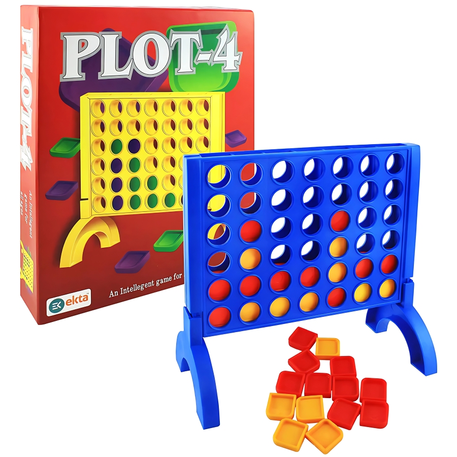 Ekta Plot-4 Strategy Board Game for Kids & Family – Classic 4-in-a-Row Connection Game with 40 Discs – Educational Brain Teaser for 2 Players – Non-Toxic & Portable Fun – Ages 5 to 12 Years